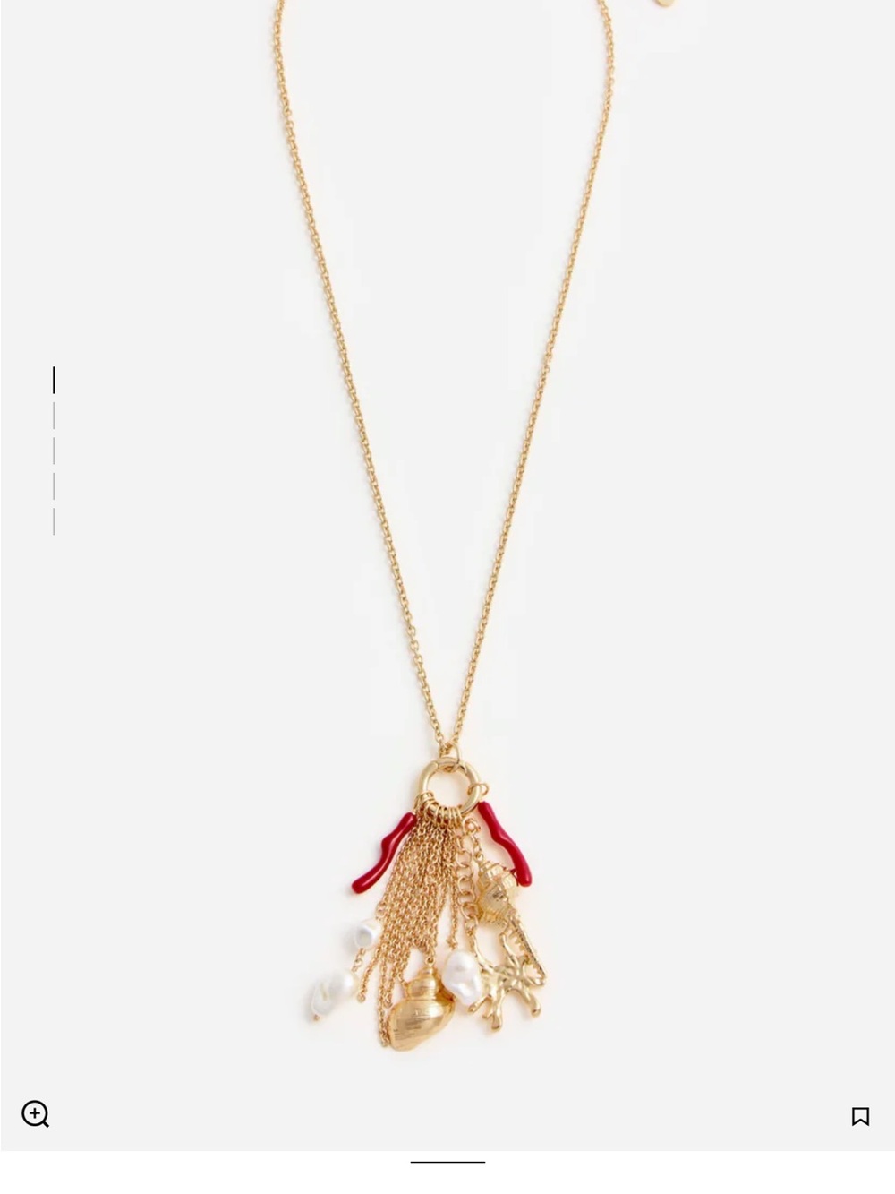 Self-Portrait Gold Tone Necklace with Red Coral and Pearl Charms